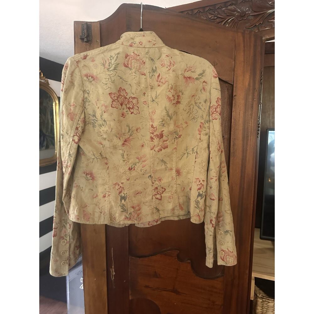 Ralph Lauren Chinese Rose Linen Jacket Vintage Med Green Label - Picture 6 of 10
